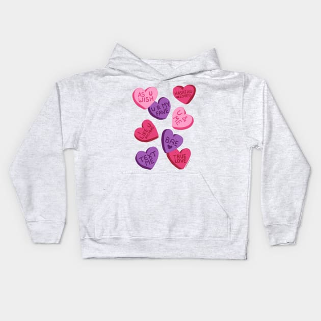 Love Conversation Hearts Kids Hoodie by Steph Calvert Art